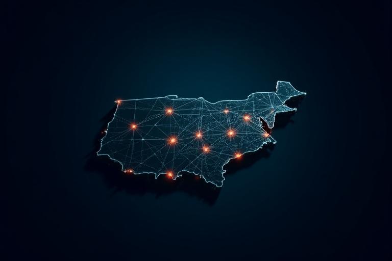 Strategic logistics map of Ohio and the North Atlantic corridor