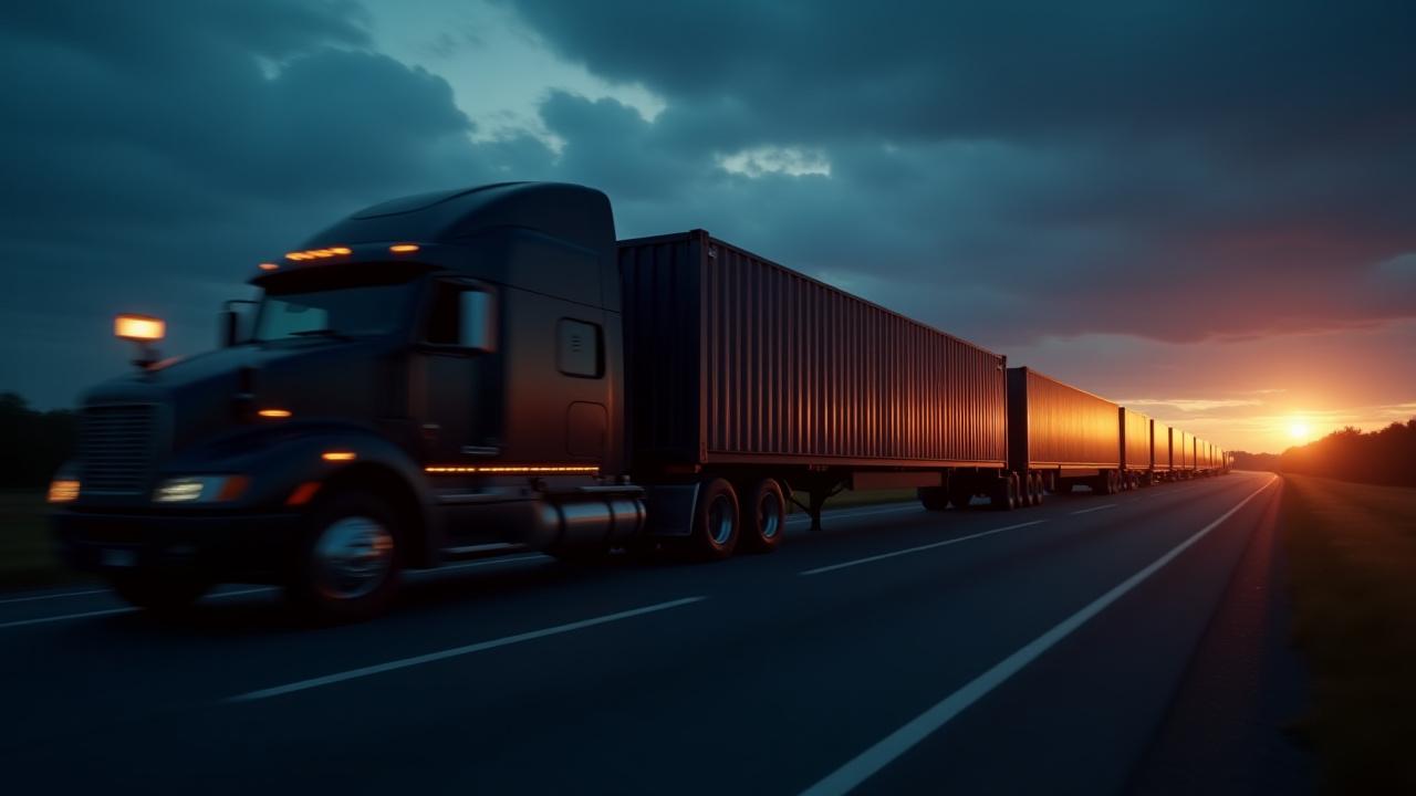 Seamless integration of rail and road transport showing a freight train and transport truck side-by-side